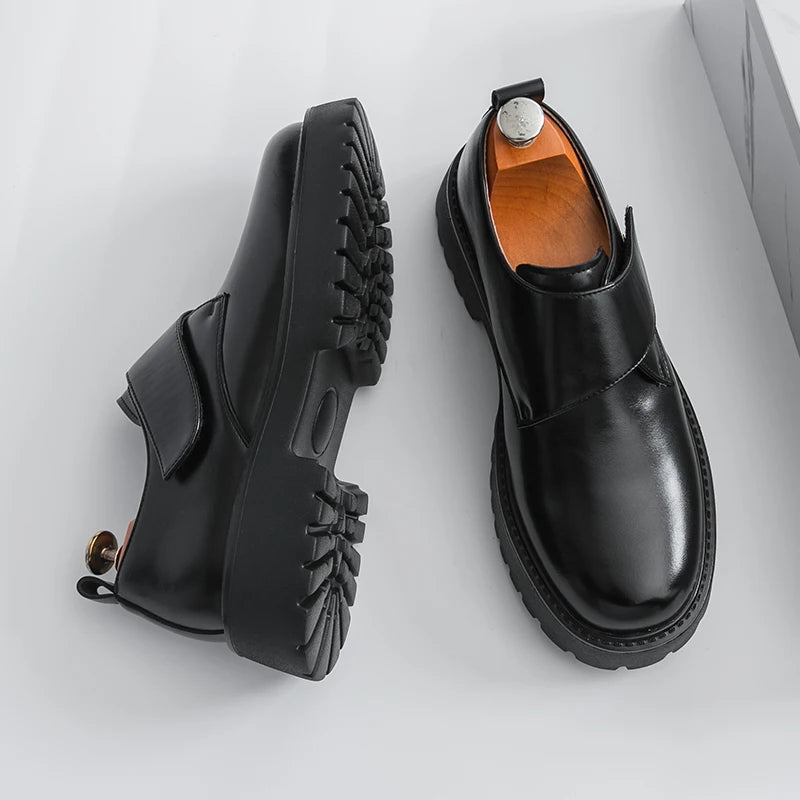 Men's Thick Bottom Oxford Shoes Casual Leather Shoes Fashion Business Formal Dress Footwear