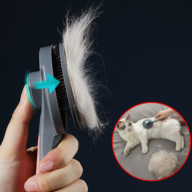 Self-Cleaning Pet Comb Hair Brush & Flashlight Nail Clipper Cat/Dog