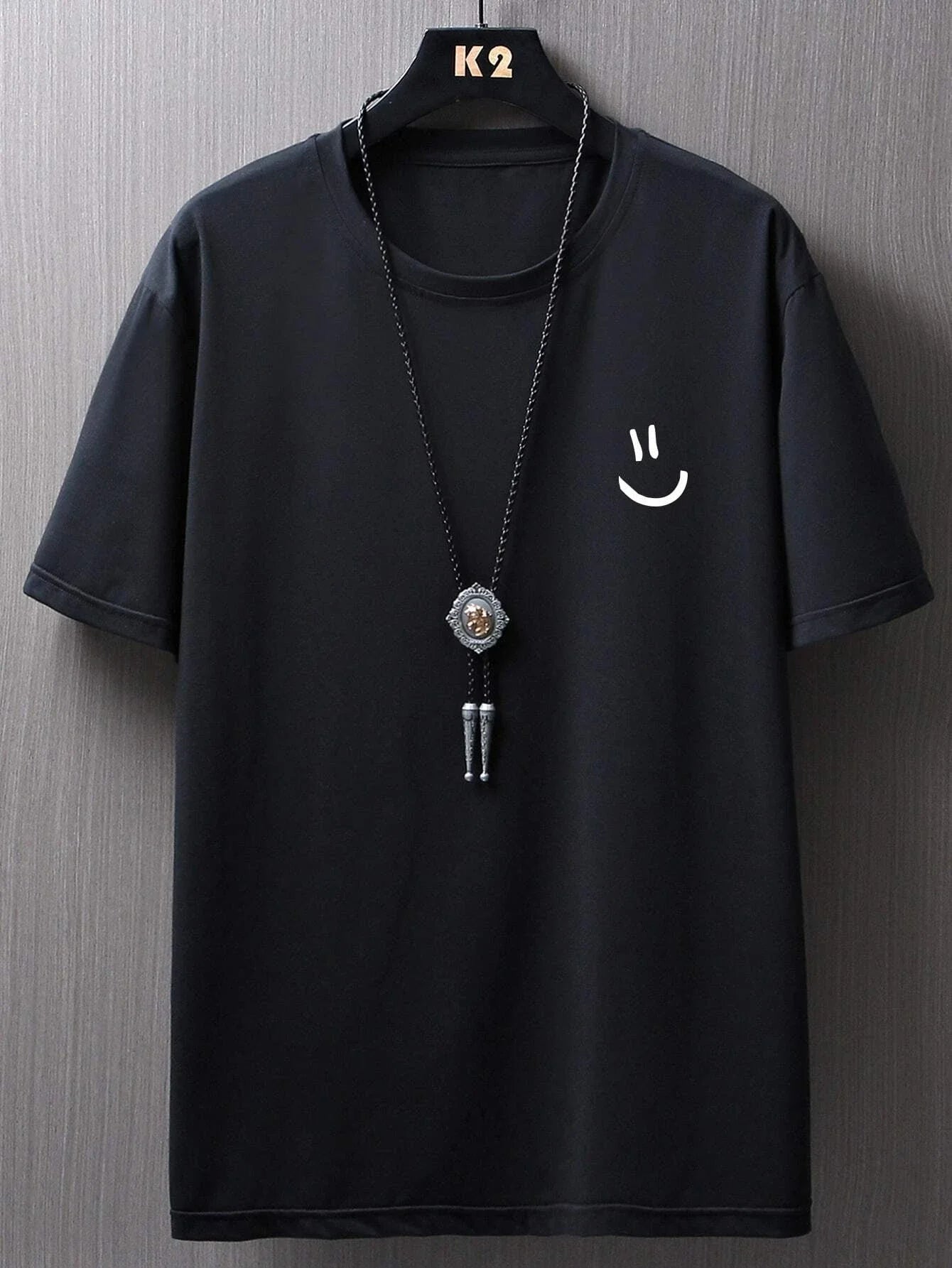 Minimalist Smile Face Style Graphic Print T Shirt