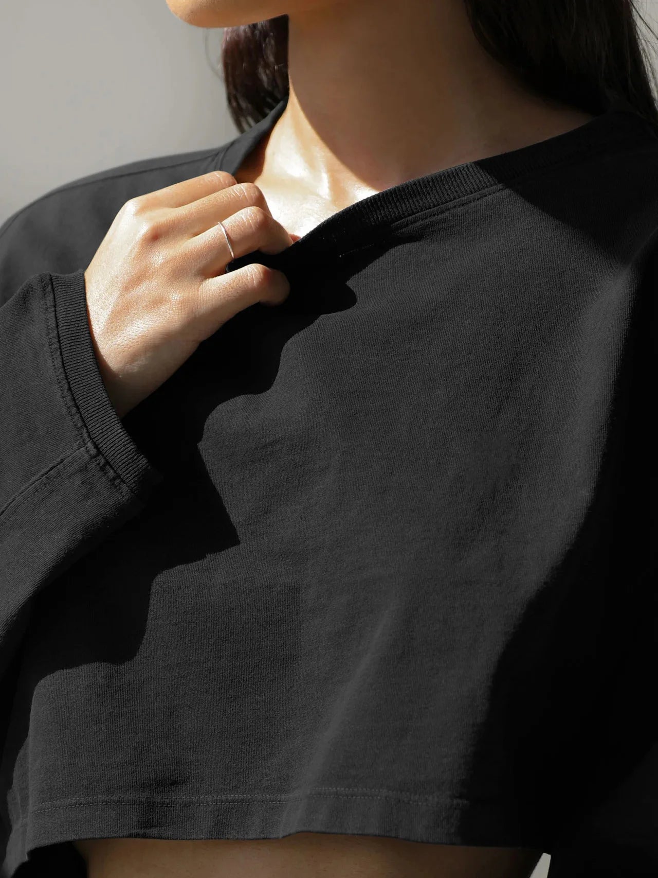 Women's Loose Long Sleeve Pullover Casual Workout Sexy Female Crop Sweatshirt