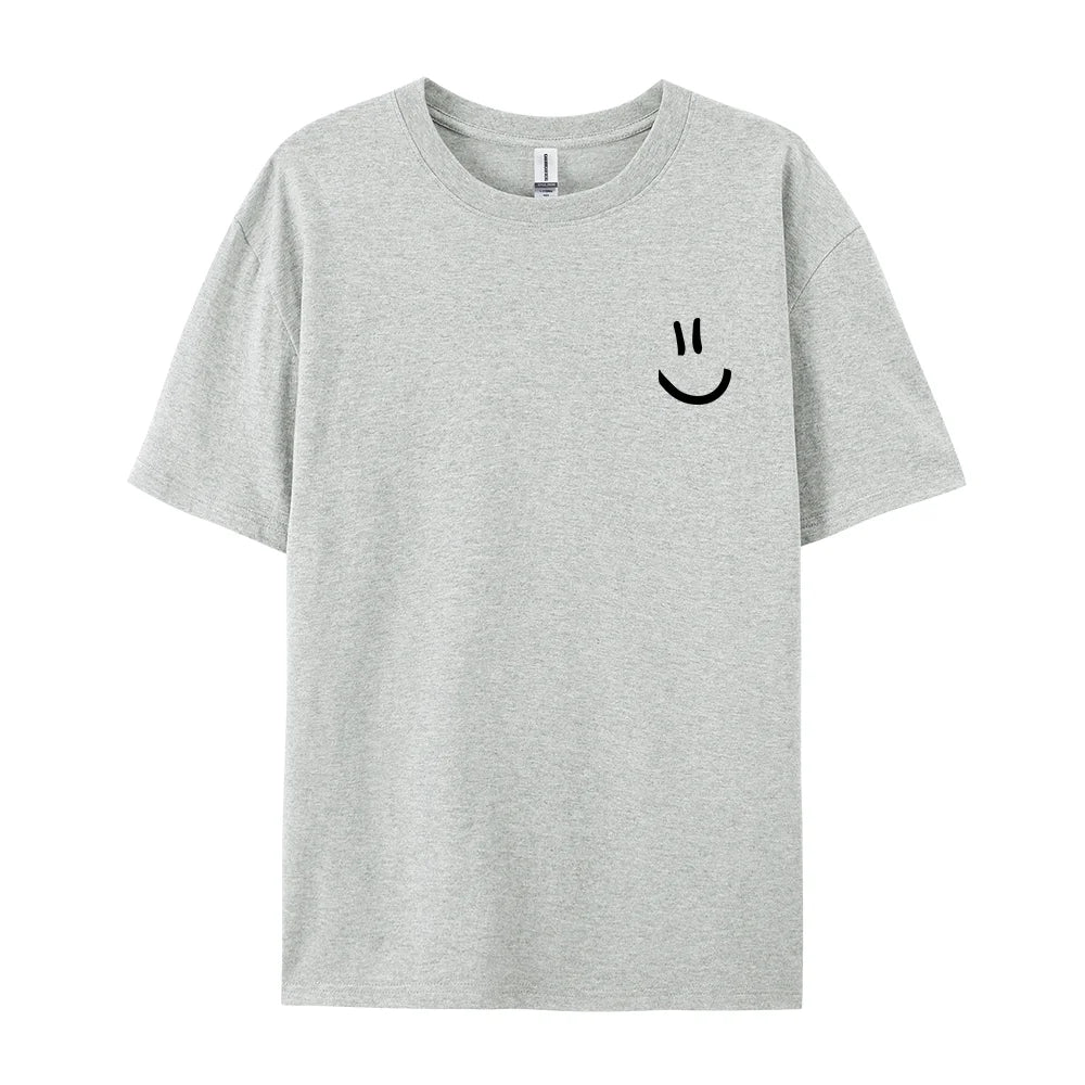 Minimalist Smile Face Style Graphic Print T Shirt