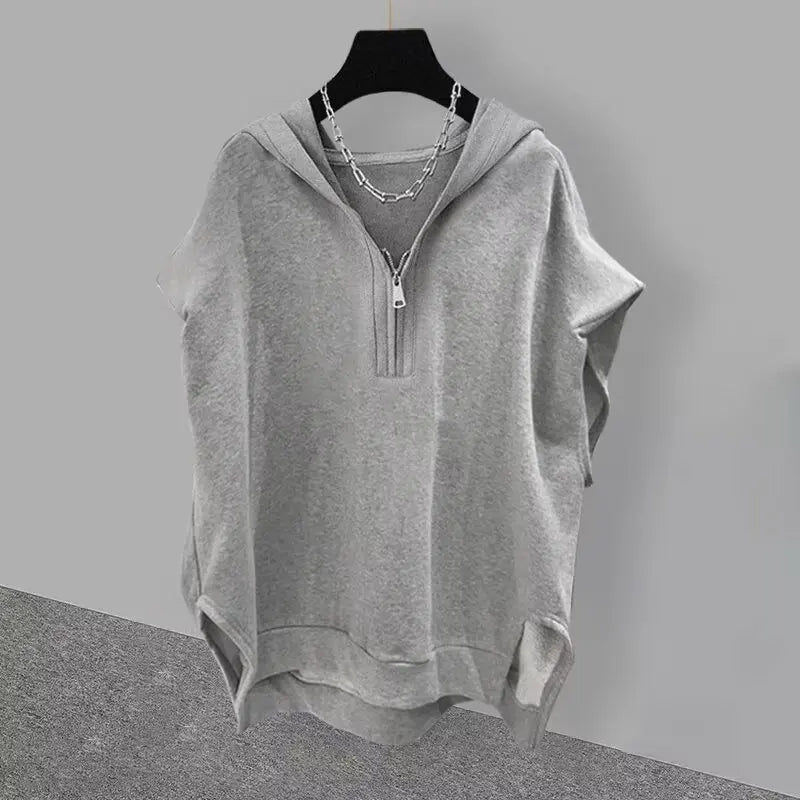 American style men's sleeveless cotton zip-up vest for casual spring summer wear