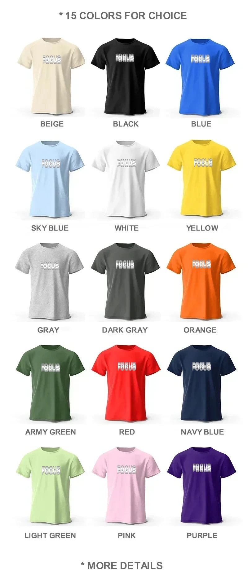 Focus Letter Minimalist Style 100% Cotton Short Sleeve T-Shirt