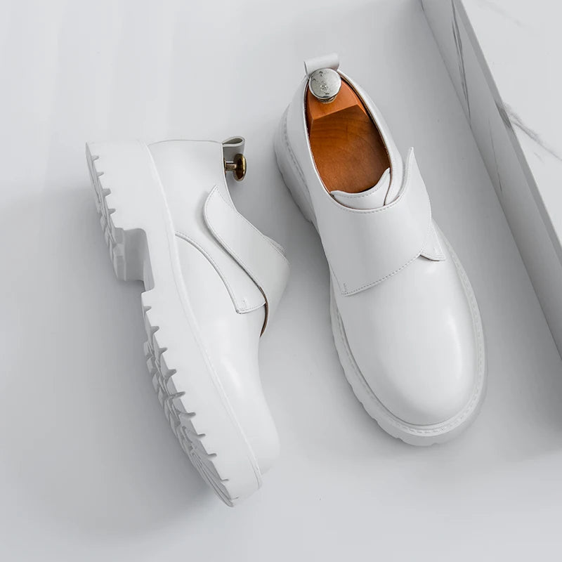 Men's Thick Bottom Oxford Shoes Casual Leather Shoes Fashion Business Formal Dress Footwear