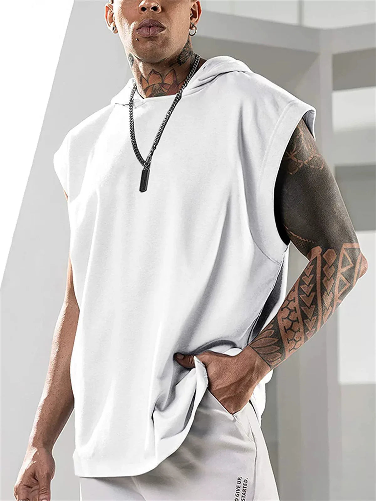 Men's fashion sleeveless hoodie