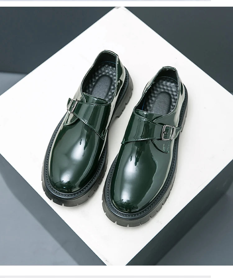 Patent Leather Mens Dress Shoes Luxury Brand Handmade Business Office Fashion Wedding Oxfords  Platform Shoes