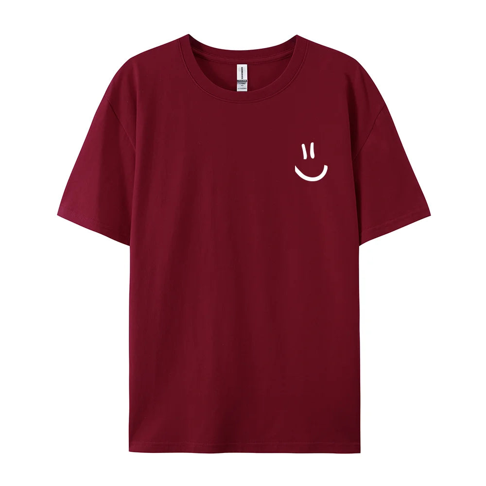 Minimalist Smile Face Style Graphic Print T Shirt