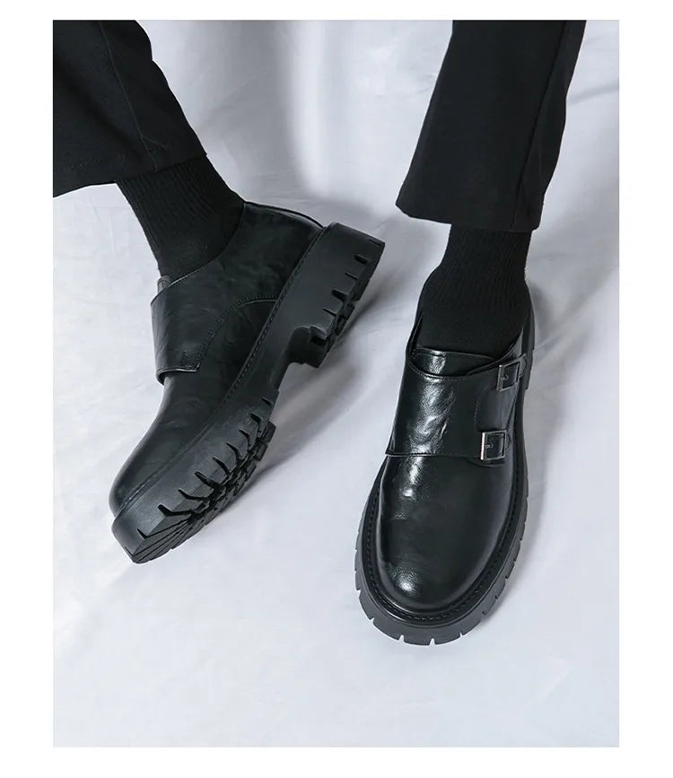 Leather Shoes Designer Casual Business Dress Oxfords Platform Loafers Slip-on Moccasins Thick Sole Wedding Shoes
