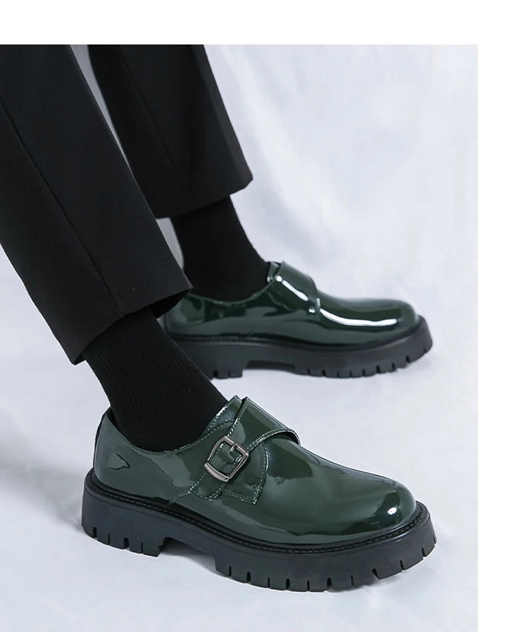 Patent Leather Mens Dress Shoes Luxury Brand Handmade Business Office Fashion Wedding Oxfords  Platform Shoes