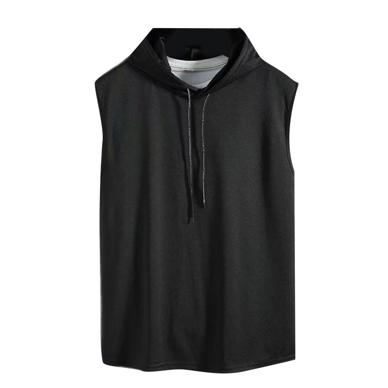 Men's Sleeveless Drawstring Hoodie | Hooded Tank Top