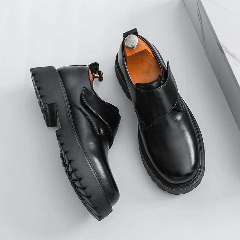 Men's Thick Bottom Oxford Shoes Casual Leather Shoes Fashion Business Formal Dress Footwear