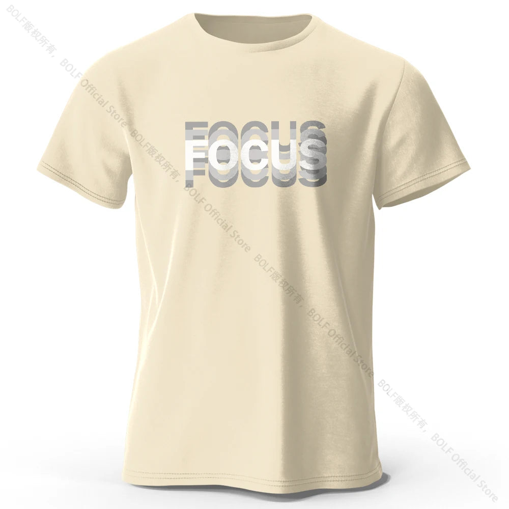 Focus Letter Minimalist Style 100% Cotton Short Sleeve T-Shirt