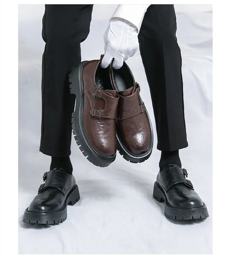 Leather Shoes Designer Casual Business Dress Oxfords Platform Loafers Slip-on Moccasins Thick Sole Wedding Shoes