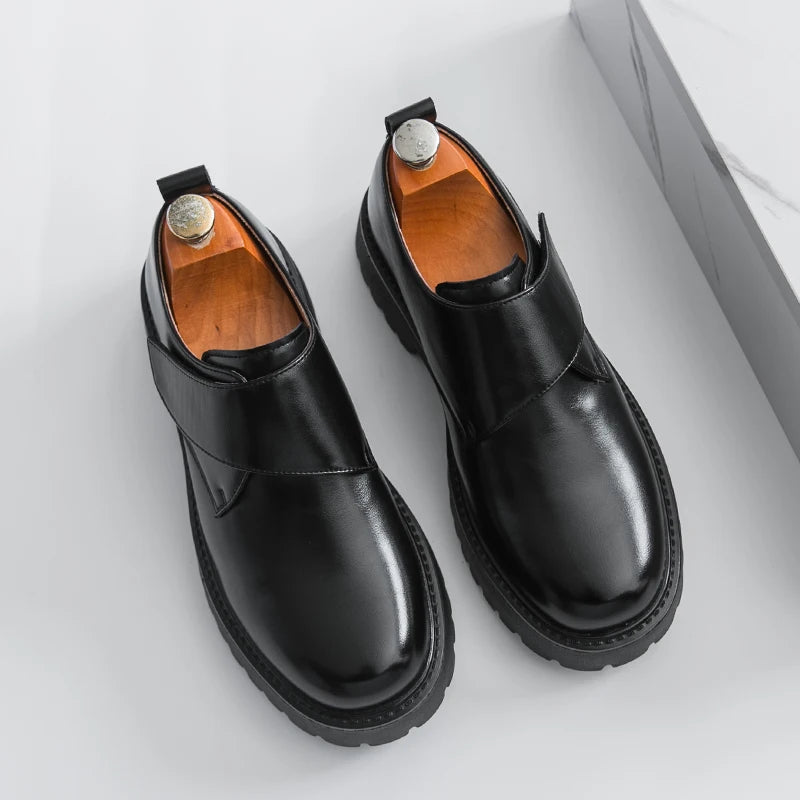 Men's Thick Bottom Oxford Shoes Casual Leather Shoes Fashion Business Formal Dress Footwear
