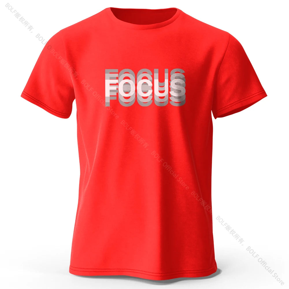 Focus Letter Minimalist Style 100% Cotton Short Sleeve T-Shirt