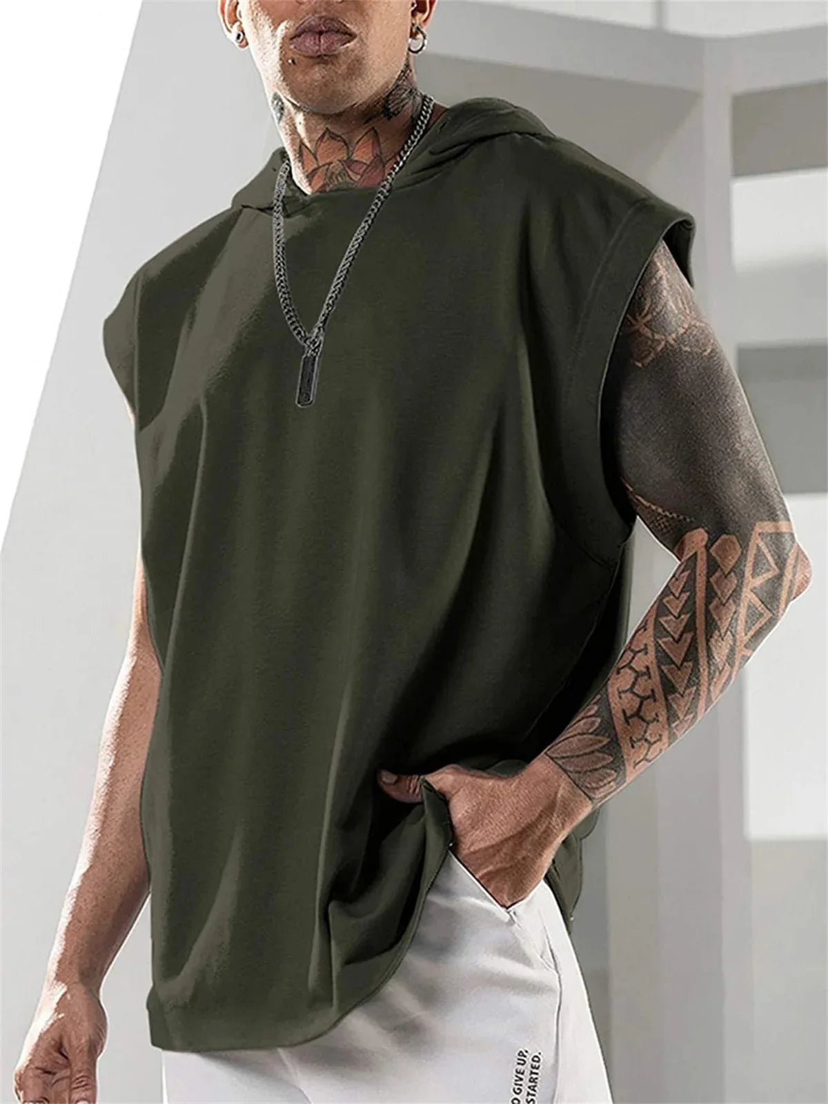 Men's fashion sleeveless hoodie