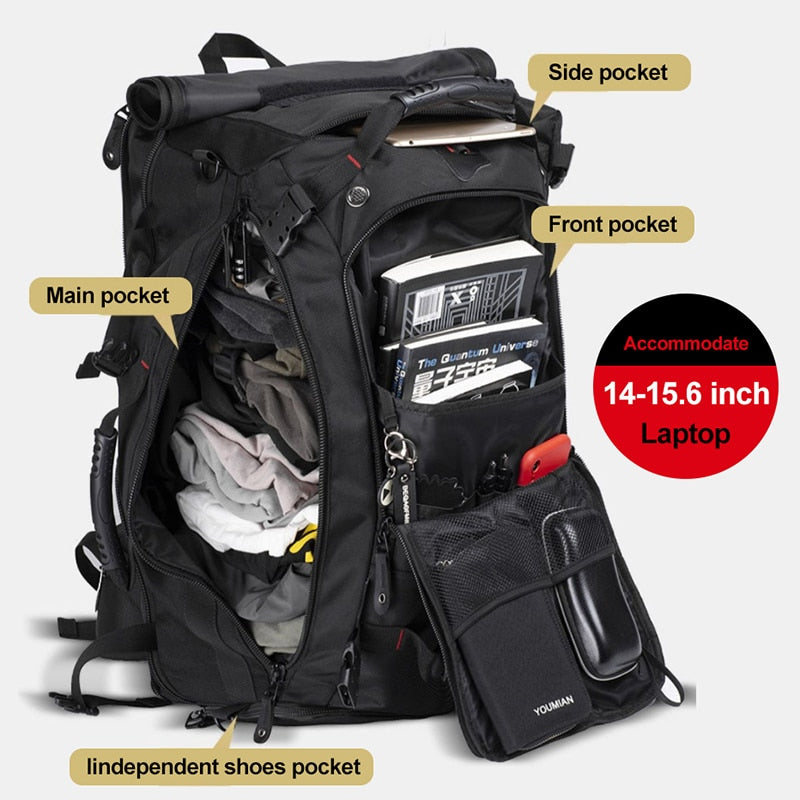 50-70L Expandable Backpack | Travel/Sports/Duffle/Business/School