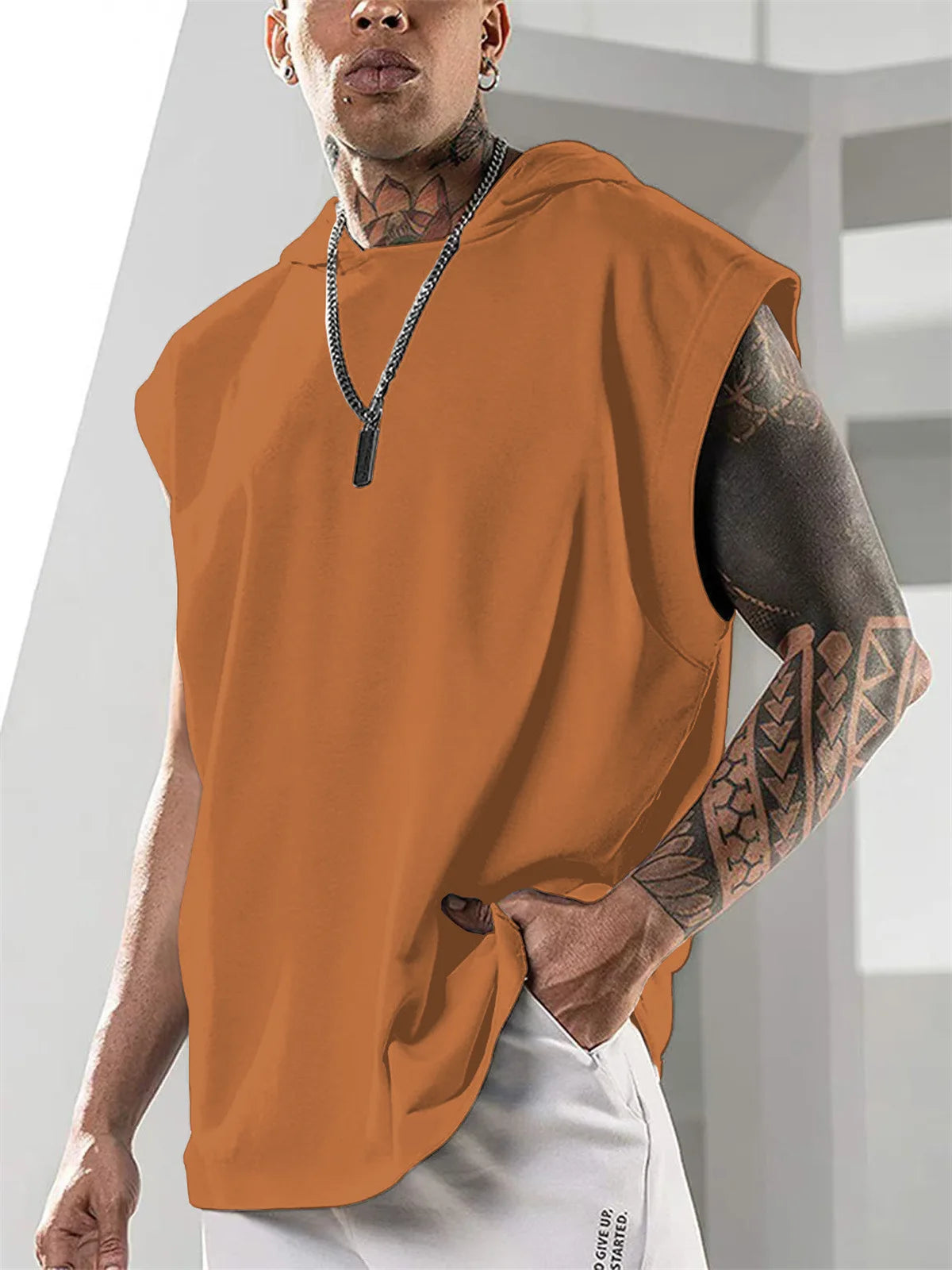 Men's fashion sleeveless hoodie