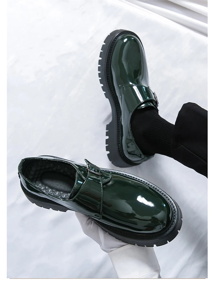 Patent Leather Mens Dress Shoes Luxury Brand Handmade Business Office Fashion Wedding Oxfords  Platform Shoes