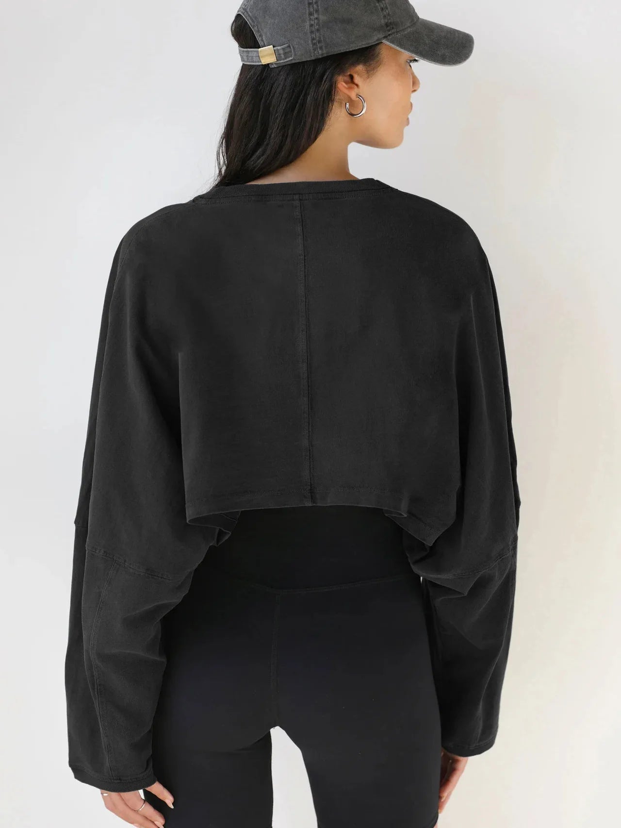 Women's Loose Long Sleeve Pullover Casual Workout Sexy Female Crop Sweatshirt