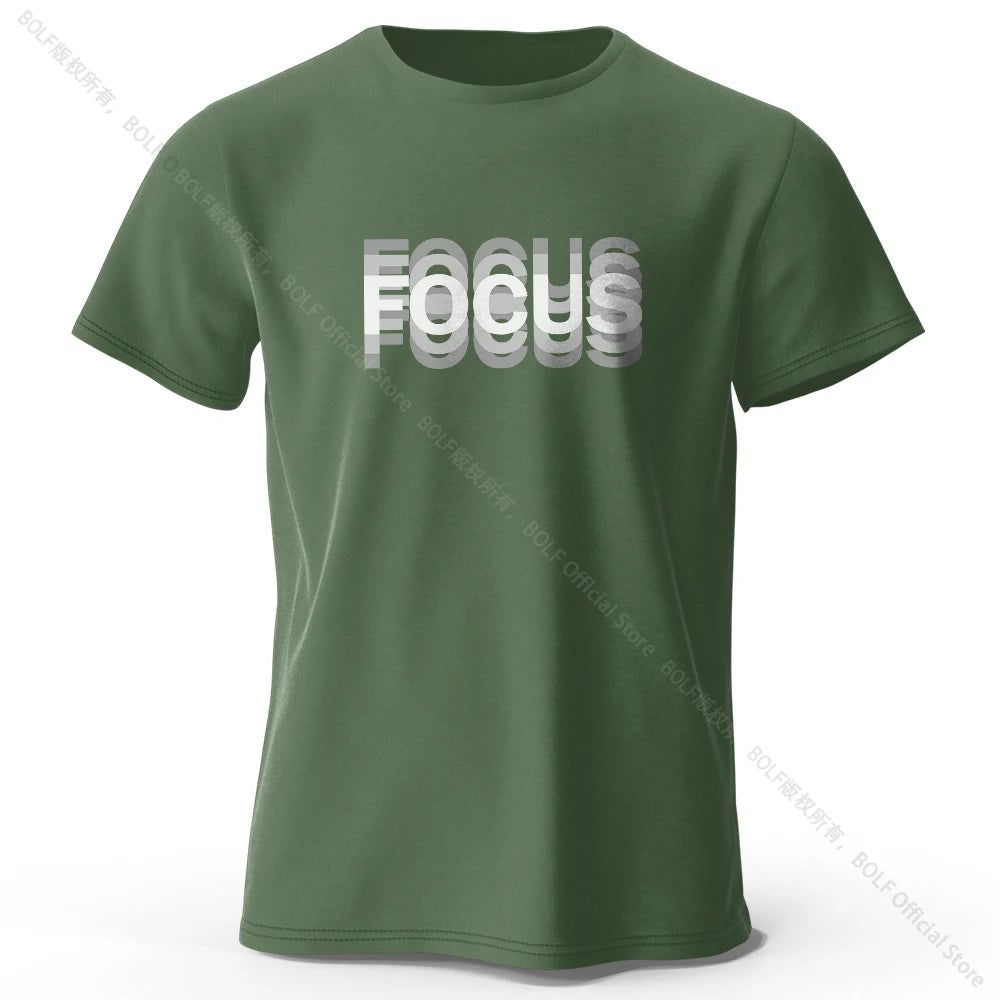Focus Letter Minimalist Style 100% Cotton Short Sleeve T-Shirt