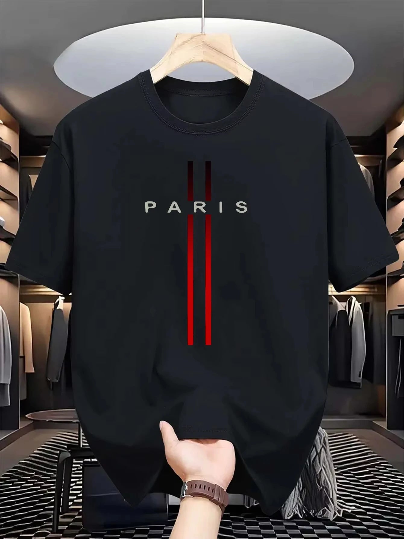 Men's Pure Cotton Summer Casual Fashion Paris Letter Printed