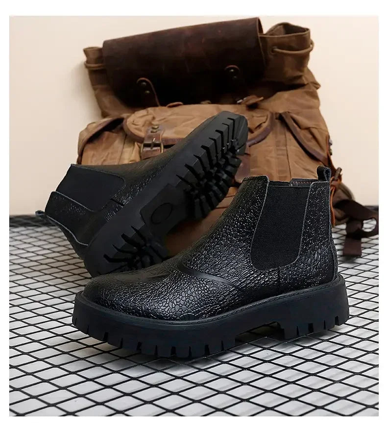 Chelsea boots, genuine leather, big toe thick sole, midsole, men's chimney boots, leather boots
