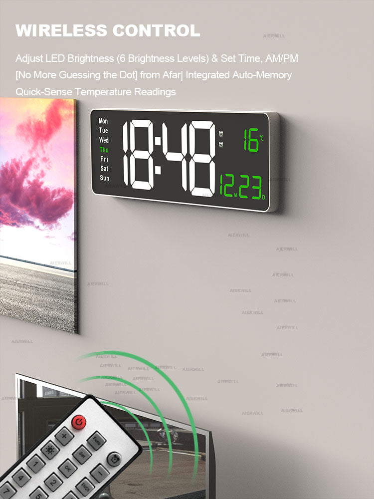 Digital Remote Control Wall Clock