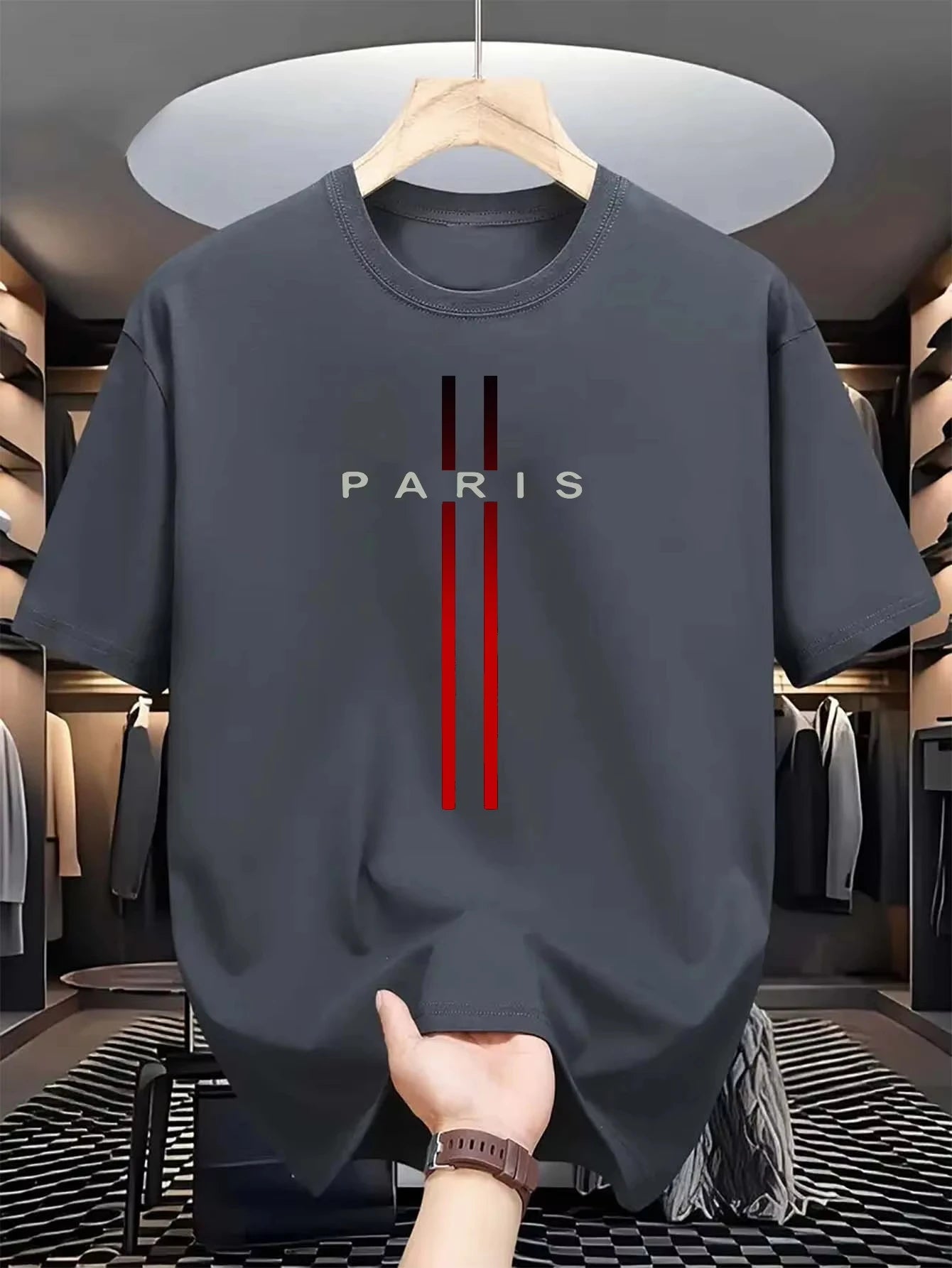 Men's Pure Cotton Summer Casual Fashion Paris Letter Printed