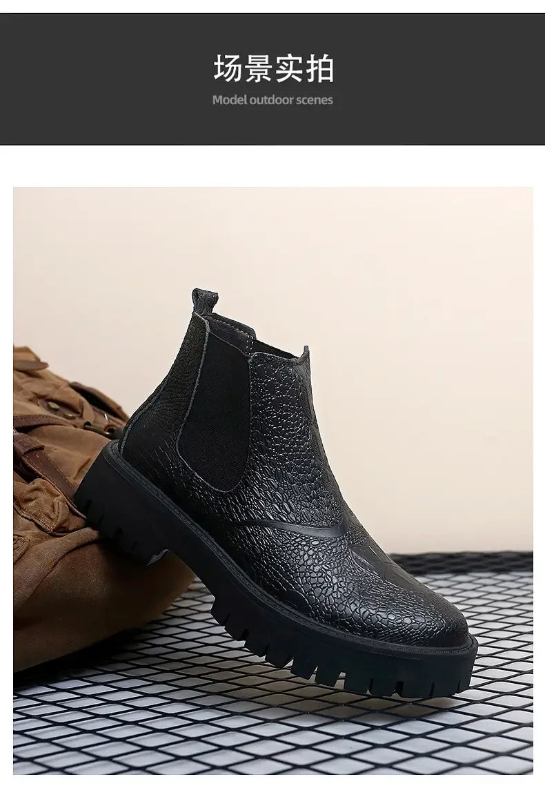 Chelsea boots, genuine leather, big toe thick sole, midsole, men's chimney boots, leather boots