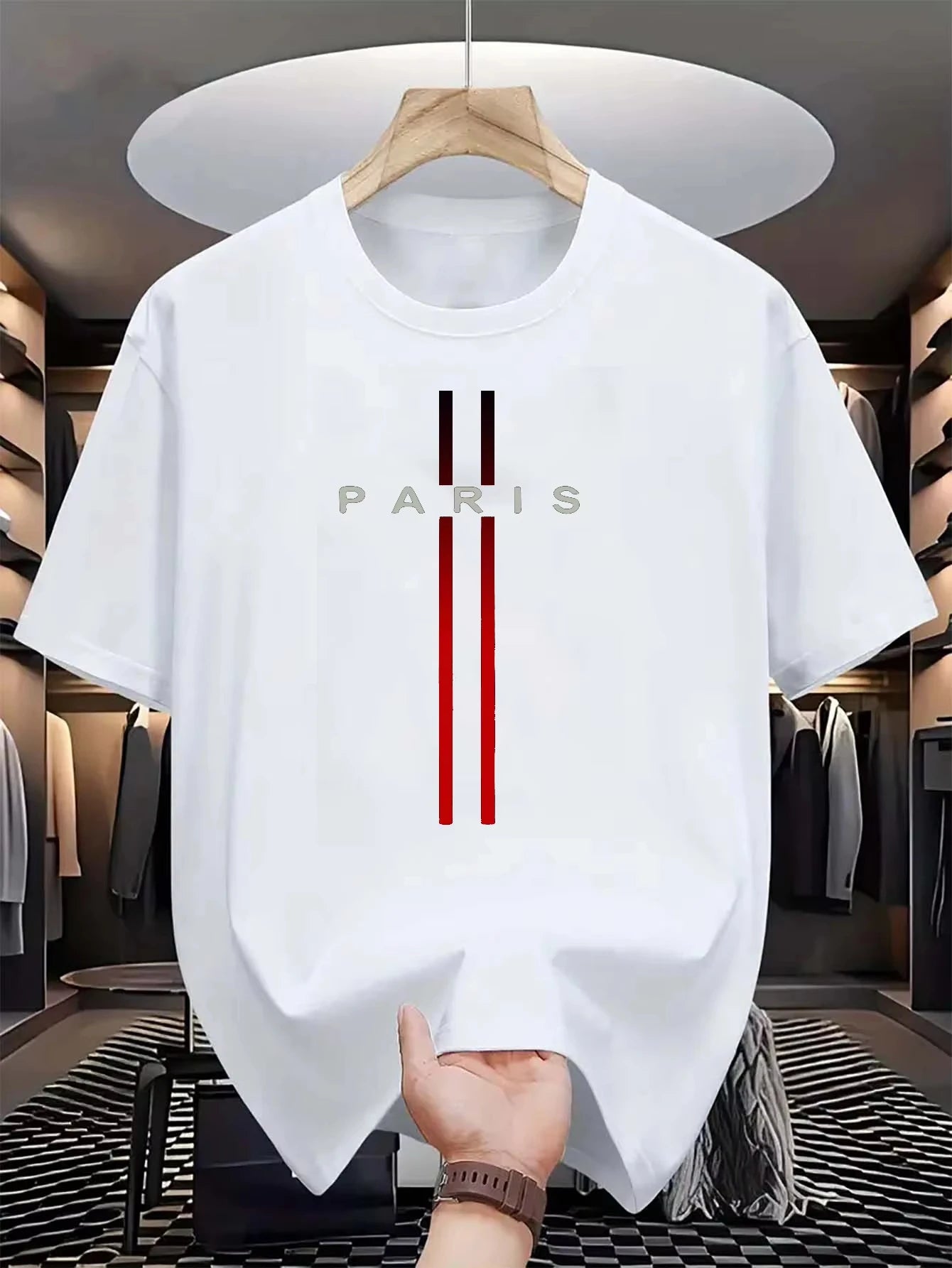 Men's Pure Cotton Summer Casual Fashion Paris Letter Printed