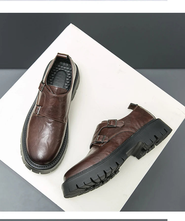 Leather Shoes Designer Casual Business Dress Oxfords Platform Loafers Slip-on Moccasins Thick Sole Wedding Shoes