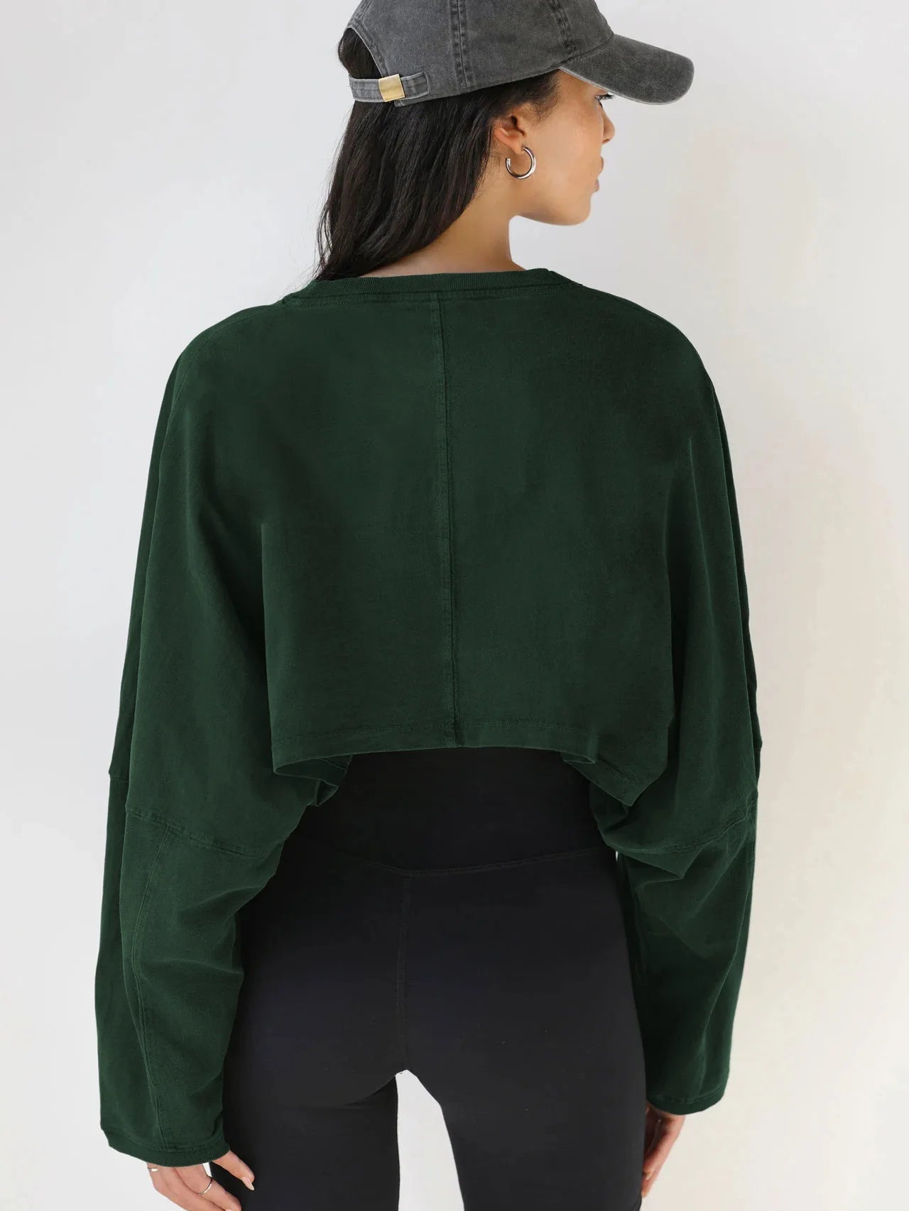 Women's Loose Long Sleeve Pullover Casual Workout Sexy Female Crop Sweatshirt