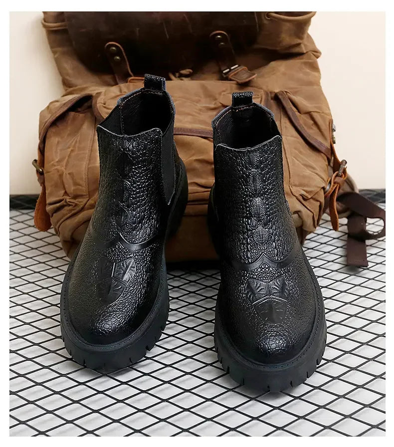 Chelsea boots, genuine leather, big toe thick sole, midsole, men's chimney boots, leather boots