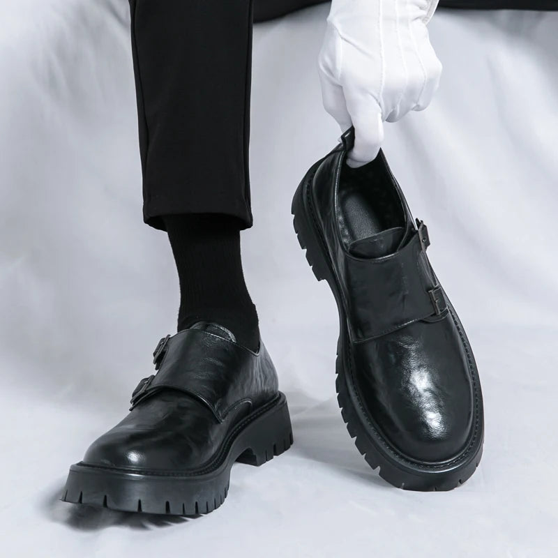 Leather Shoes Designer Casual Business Dress Oxfords Platform Loafers Slip-on Moccasins Thick Sole Wedding Shoes