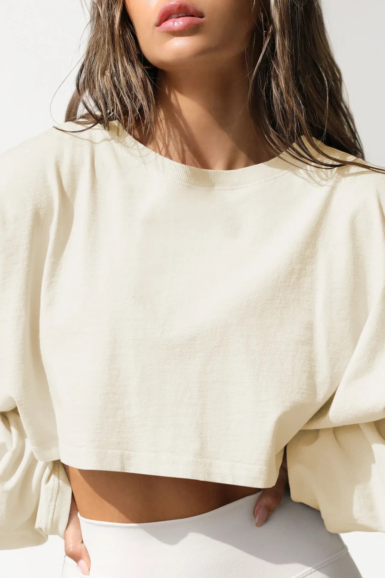 Women's Loose Long Sleeve Pullover Casual Workout Sexy Female Crop Sweatshirt