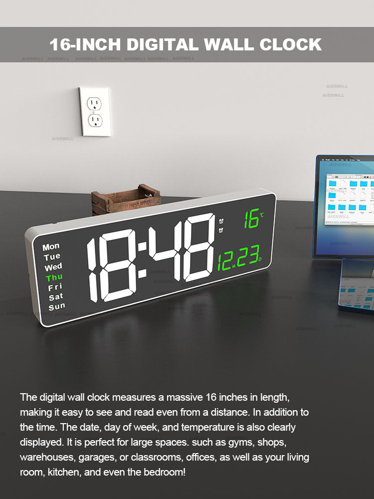 Digital Remote Control Wall Clock