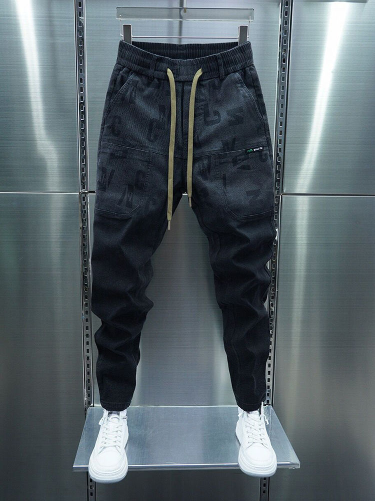 Cargo Skinny Harem Pants | Black Print