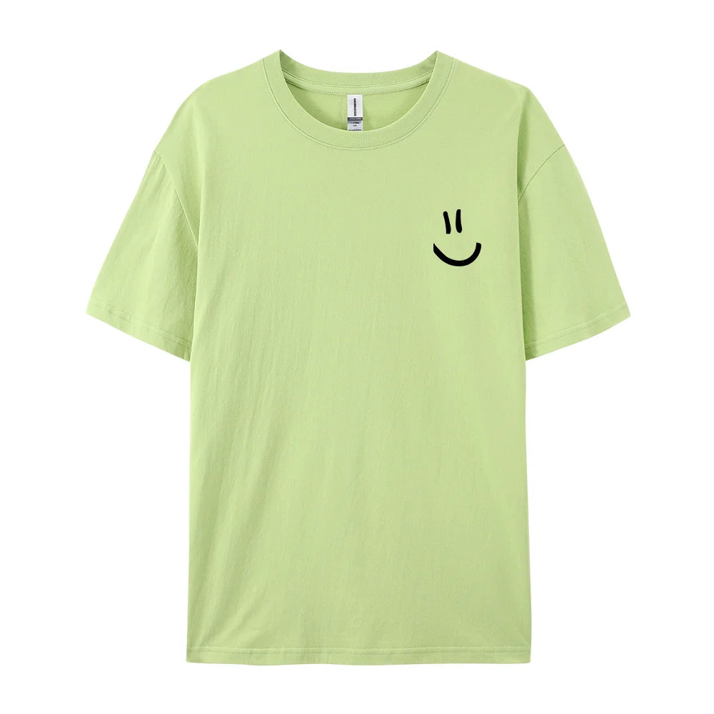 Minimalist Smile Face Style Graphic Print T Shirt