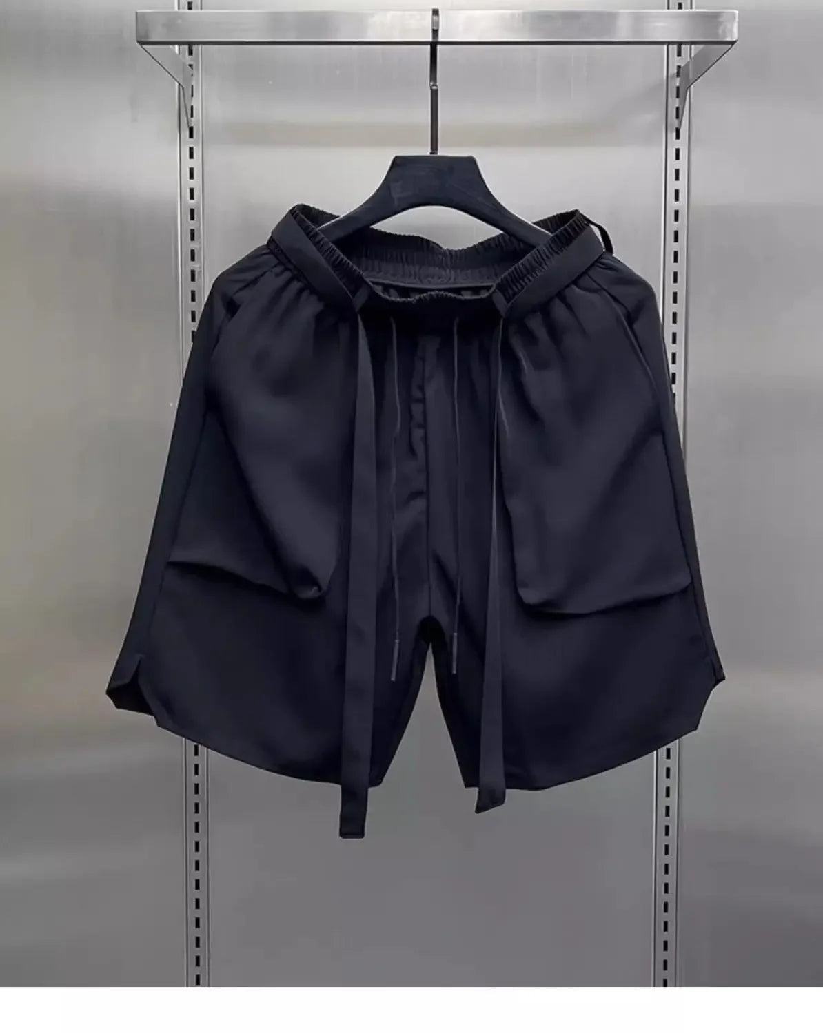 Men's Summer Pure Color Coffee Drawstring Casual Ice Silk Shorts