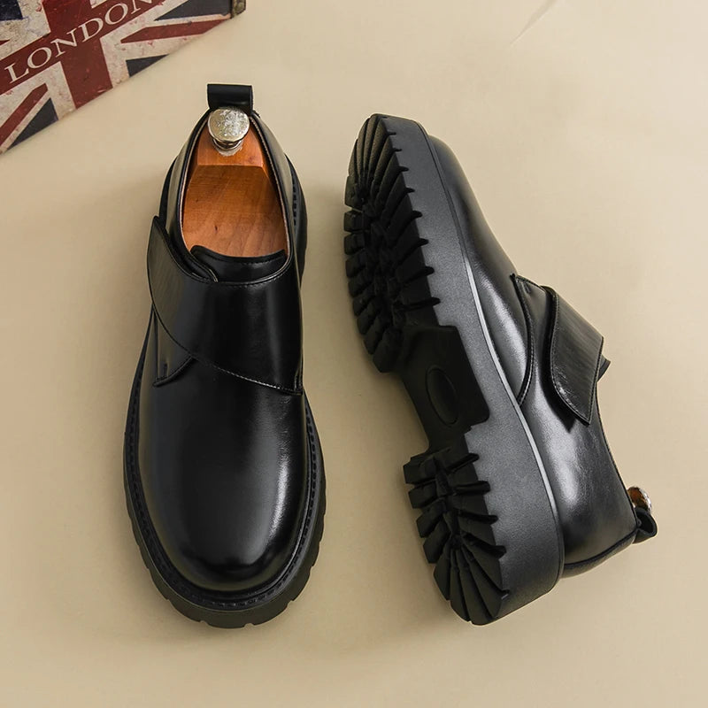 Men's Thick Bottom Oxford Shoes Casual Leather Shoes Fashion Business Formal Dress Footwear