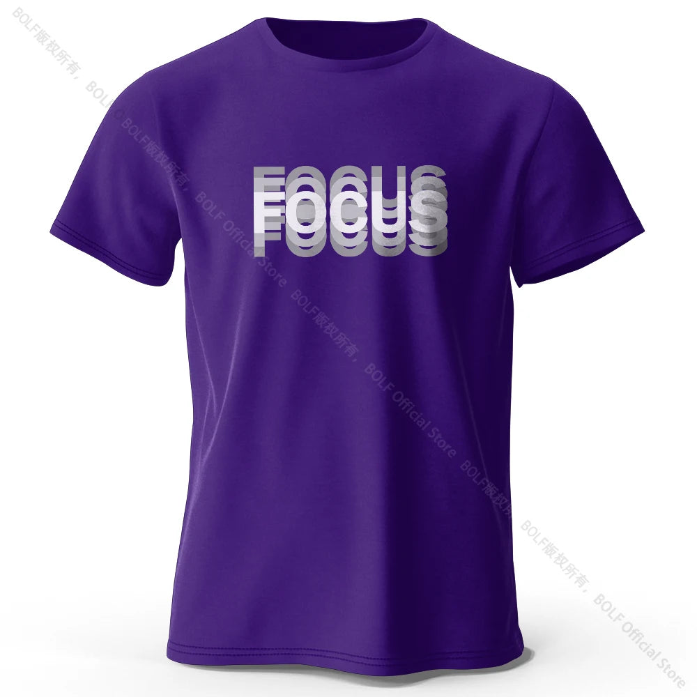 Focus Letter Minimalist Style 100% Cotton Short Sleeve T-Shirt