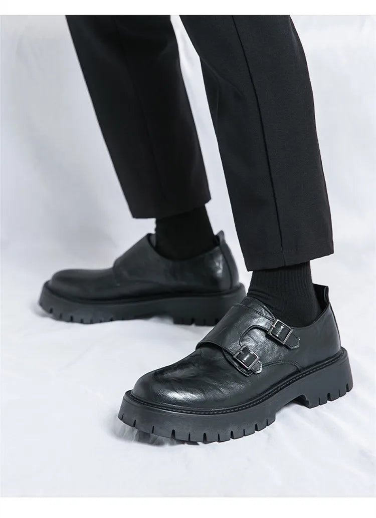 Leather Shoes Designer Casual Business Dress Oxfords Platform Loafers Slip-on Moccasins Thick Sole Wedding Shoes