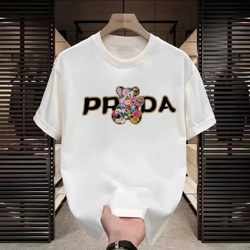 American Trendy  Letter Printing Pure Cotton Short-sleeved T-shirt