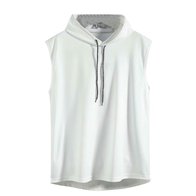 Men's Sleeveless Drawstring Hoodie | Hooded Tank Top