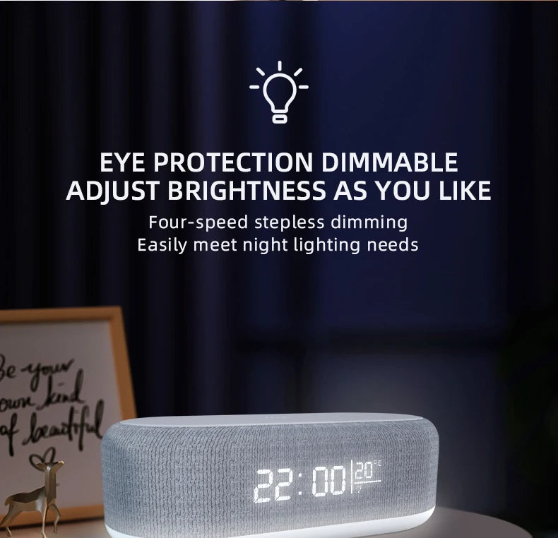Wireless Charger Alarm Clock Time LED Light Thermometer