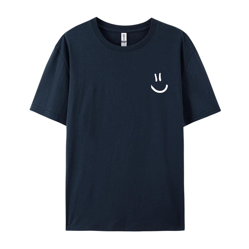 Minimalist Smile Face Style Graphic Print T Shirt