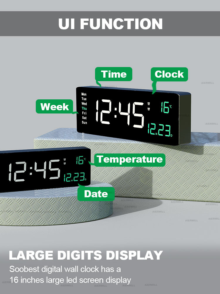 Digital Remote Control Wall Clock