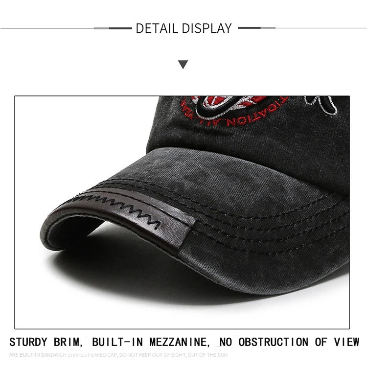 Distressed Cotton Washed Baseball Cap