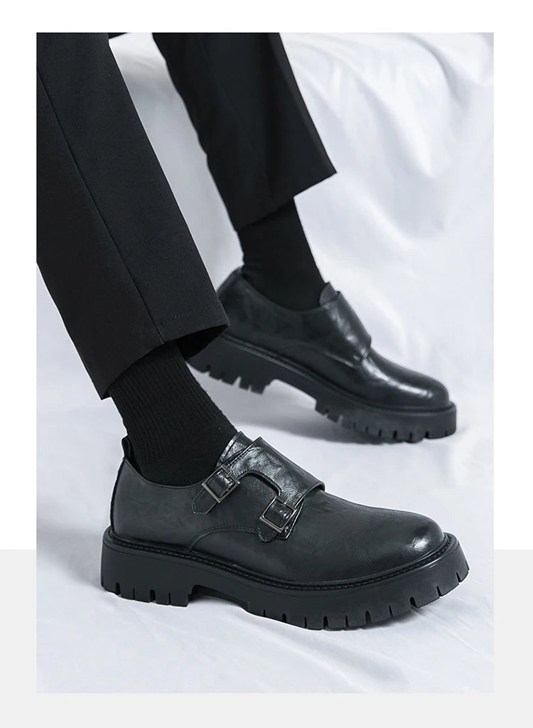 Leather Shoes Designer Casual Business Dress Oxfords Platform Loafers Slip-on Moccasins Thick Sole Wedding Shoes